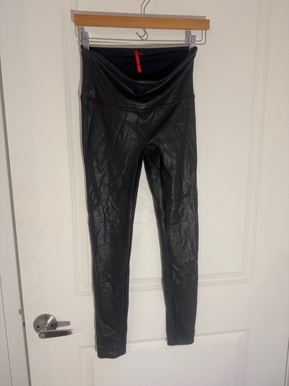 SPANX Black Leggings with Red Brand Tag